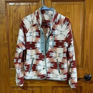 Women's Geometric Pattern Jacket - Red and White